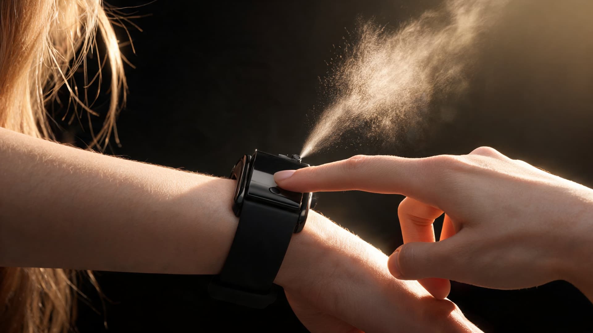 Feiner Parfümnebel aus dem Armband am Handgelenk